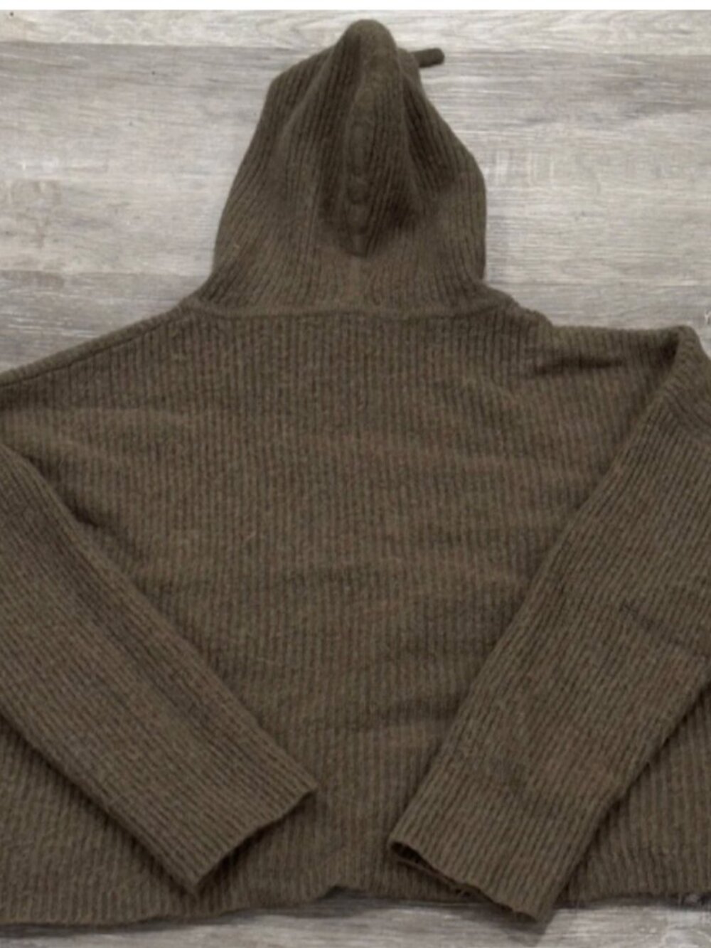Jenni Kayne Hooded Sweater Baby Alpaca Wool Relaxed Knit Olive Green Womens XXL - Picture 4 of 8